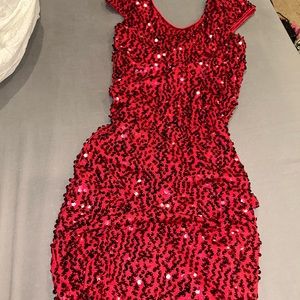 Red sequin dress